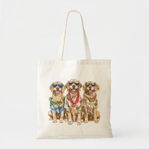 Bolsa Tote Cães Retriever Dourados Havaianos Lei de Flores