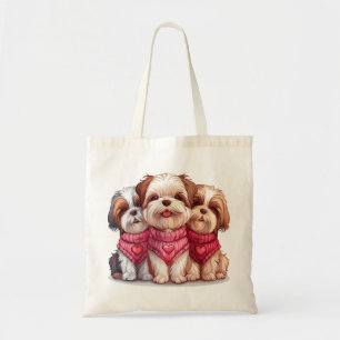 Bolsa Tote Cães Shih Tzu no Dia dos Namorados
