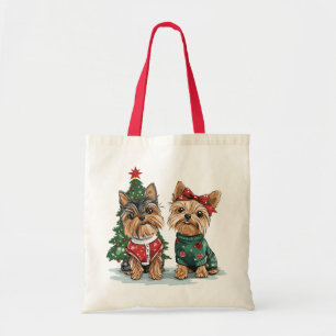 Bolsa Tote Cães Yorkie de Natal