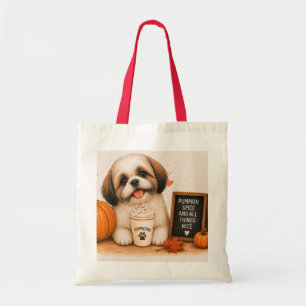 Bolsa Tote Café com Tempero de Abóbora Shih Tzu