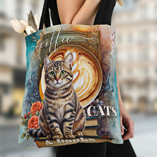 Bolsa Tote Café de Arte Boho e Livros Saco