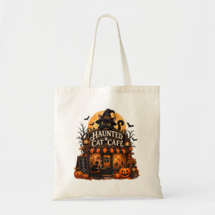 Bolsa Tote Café de Gato Assombrado Gato Preto Halloween Sinis