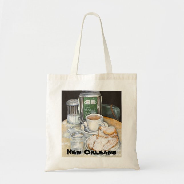 Bolsa Tote Café de Nova Orleães e saco de Beignets (Frente)
