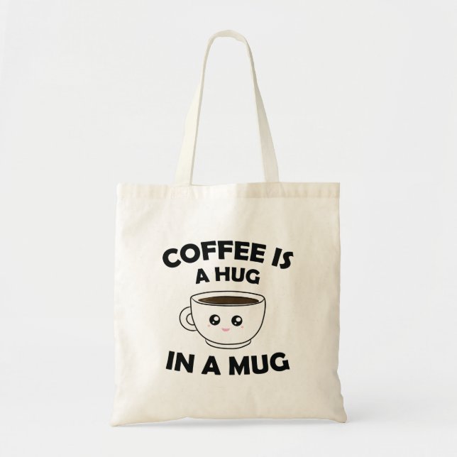 Bolsa Tote Café é abraço em uma caneca Kawaii (Frente)