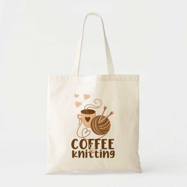 Bolsa Tote Café e Knitting Tote Bag (Frente)