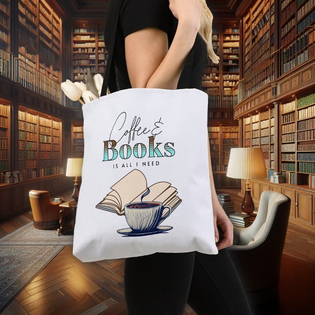 Bolsa Tote Café e Livros é Tudo o que Preciso (Criador carregado)