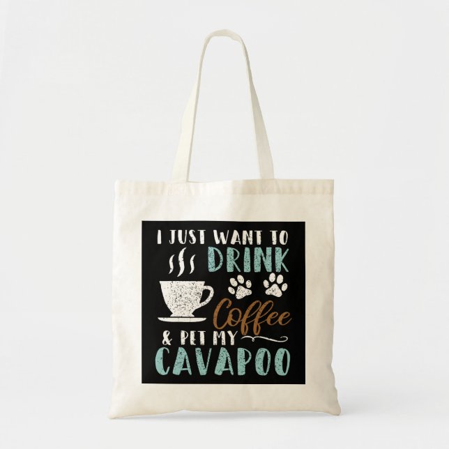 Bolsa Tote Café Engraçado e Pet My Cavapoo Dog 236 (Frente)