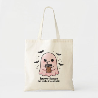 Bolsa Tote Café Gelado Fantasma Rosa Fofo - Temporada Assusta