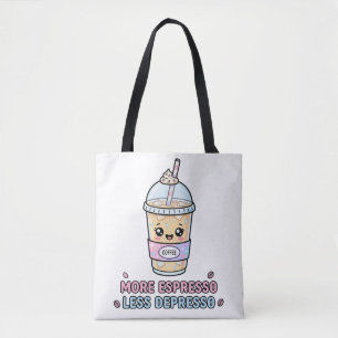 Bolsa Tote Café Kawaii Divertido Mais Espresso Menos Depressã