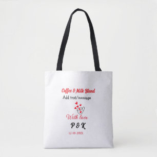 Bolsa Tote Café & leite mistura amor casal café coração verme
