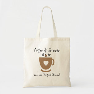 Bolsa Tote Café perfeito e amigos adoram corações cinzas m