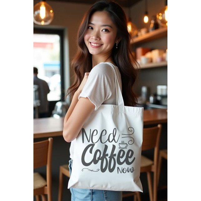 Bolsa Tote Café preto e branco precisa agora (Criador carregado)