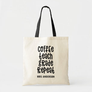 Bolsa Tote Café, professor, série, repetição de tipografia
