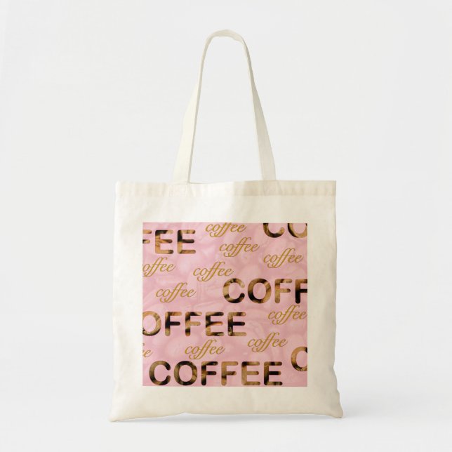 Bolsa Tote Café rosa e ouro (Frente)