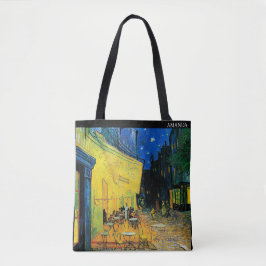 Bolsa Tote Café Terrace at Night by Van Gogh – Custom Text