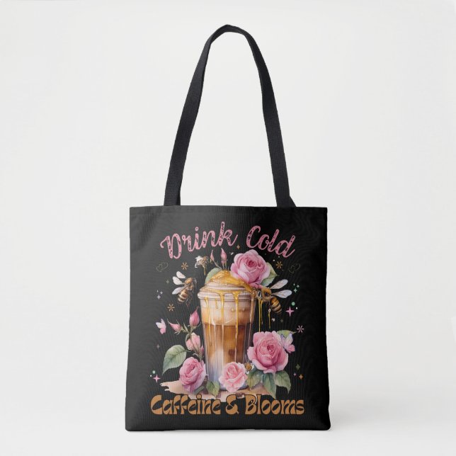 Bolsa Tote Cafeína e Blooms: café gelado (Frente)