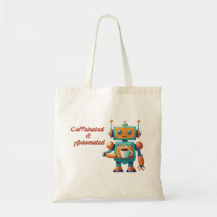 Bolsa Tote Cafeinado e automatizado - Saco de Tote Robô Cute