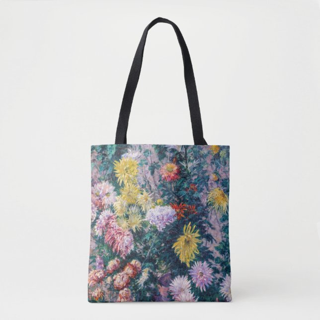 Bolsa Tote Caillebotte - Crisântemos brancos e amarelos (Frente)