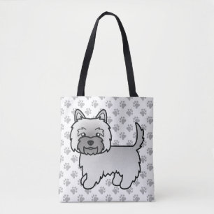 Bolsa Tote Cairn Terrier Cinza Cachorro Cartoon Fofo