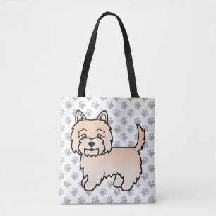 Bolsa Tote Cairn Terrier Creme Cachorro de Desenho Animado Fo