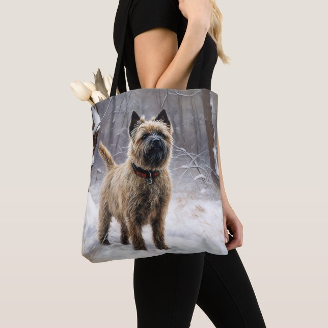 Bolsa Tote Cairn Terrier Deixe-o nevar no Natal (Close Up)