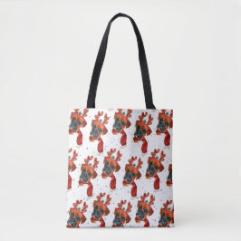 Bolsa Tote Caixa de cão fofo com chifres de rena Natal