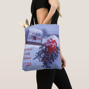 Bolsa Tote Caixa de correio de neve, tosse de pinho, arco ver