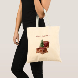Bolsa Tote Caixa de Música de Trem na Neve da Árvore de Natal