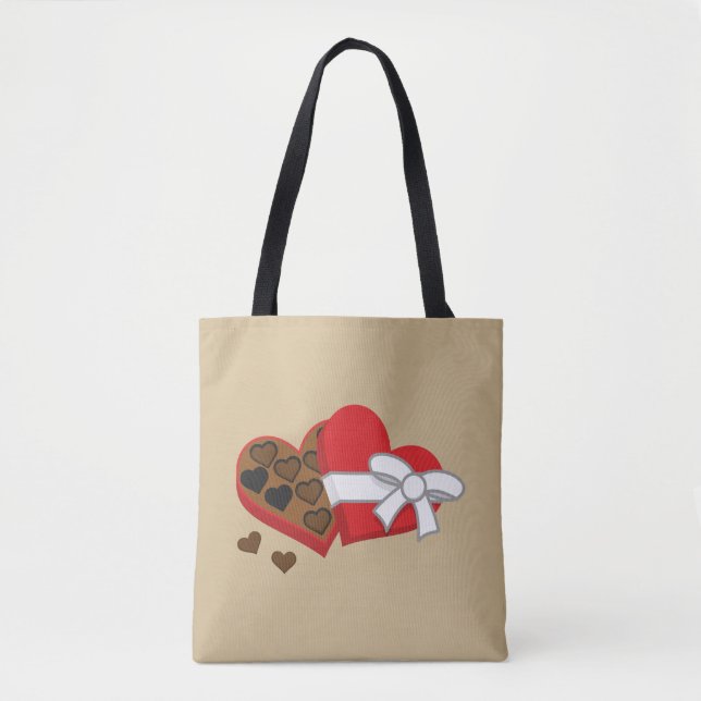 Bolsa Tote Caixa de Presente de Chocolate Cardíaco - Dia de o (Frente)