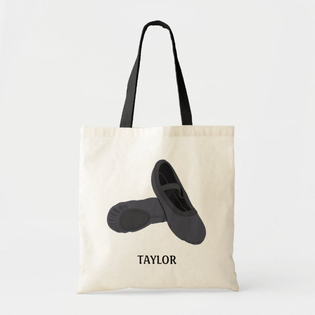 Bolsa Tote Calçados de Balé preto Slippers personalizados (Frente)