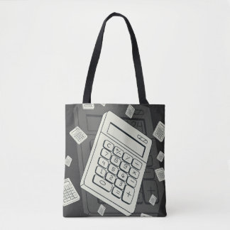 Bolsa Tote Calculadora Minimalista e Ilustração de Padrão Mat