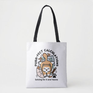 Bolsa Tote Cálculos Perfeitos – Design de Gato de Matemática