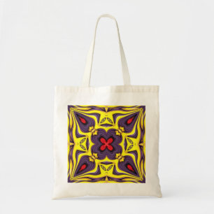 Bolsa Tote Caleidoscópio do vintage do amarelo do roxo real