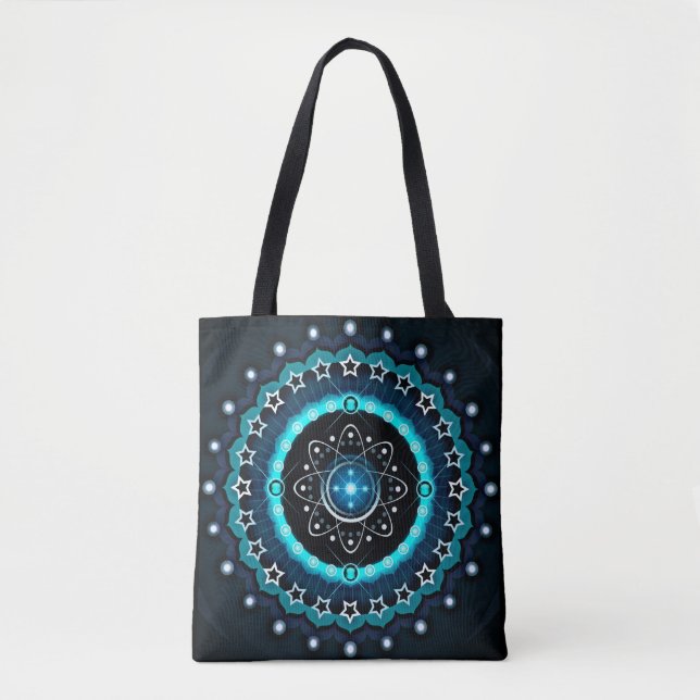 Bolsa Tote Caleidoscópio Mandala com fundo preto (Frente)