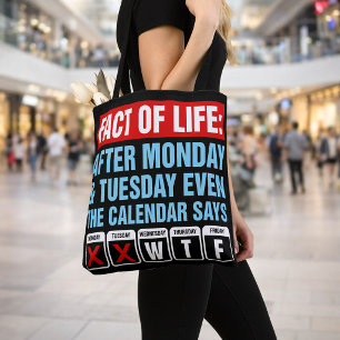 Bolsa Tote Calendário da Vida Diz Humor WTF