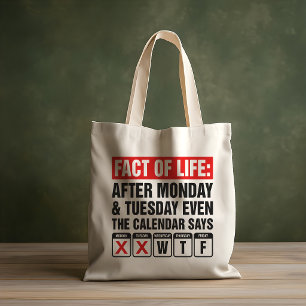 Bolsa Tote Calendário da Vida Diz Humor WTF