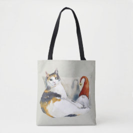Bolsa Tote Calico Cat Gnomo & TortoisesInferno Watercolor