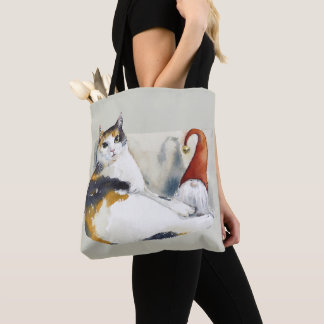 Bolsa Tote Calico Cat Gnomo & TortoisesInferno Watercolor