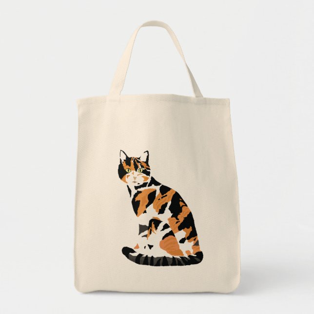 Bolsa Tote Calico gato sentado (Frente)