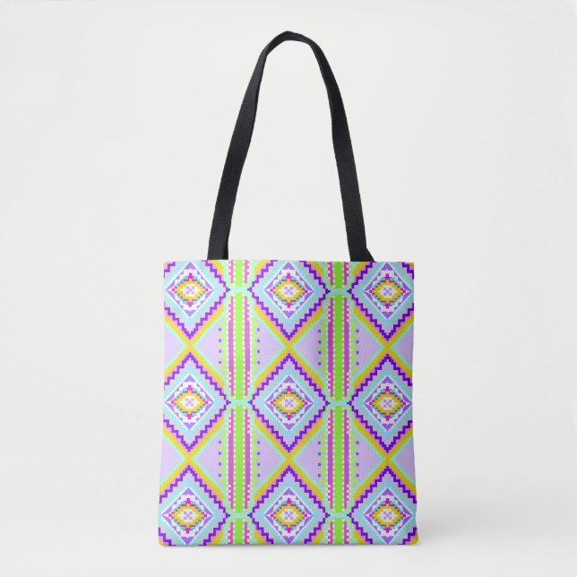 Bolsa Tote Calidoscópio Sonhos Tribais Neon (Frente)