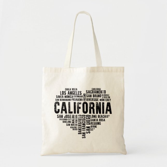 Bolsa Tote California Heart Love LA San Francisco San Diego (Frente)