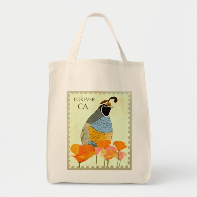 Bolsa Tote California Poppy e Quail Tote Bag (Frente)