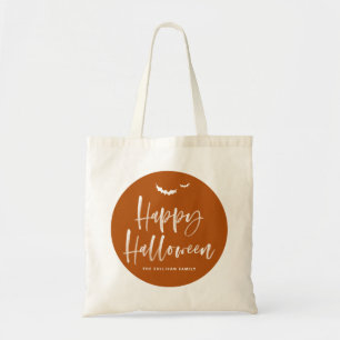 Bolsa Tote Caligrafia de Bruxelas Feliz Halloween em Laranja
