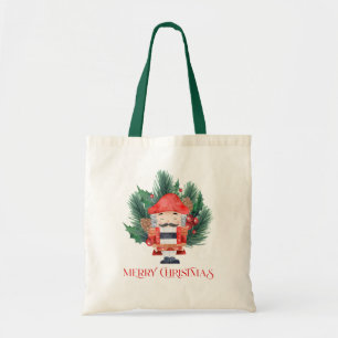 Bolsa Tote Caligrafia de Natal Feliz Nutcracker