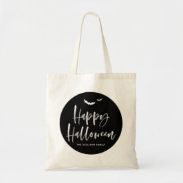 Bolsa Tote Caligrafia de Pincel Feliz e Negro