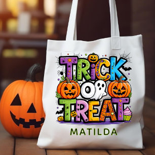 Bolsa Tote Caligrafia Do Fantasma De Halloween Ou Tratar A Ab