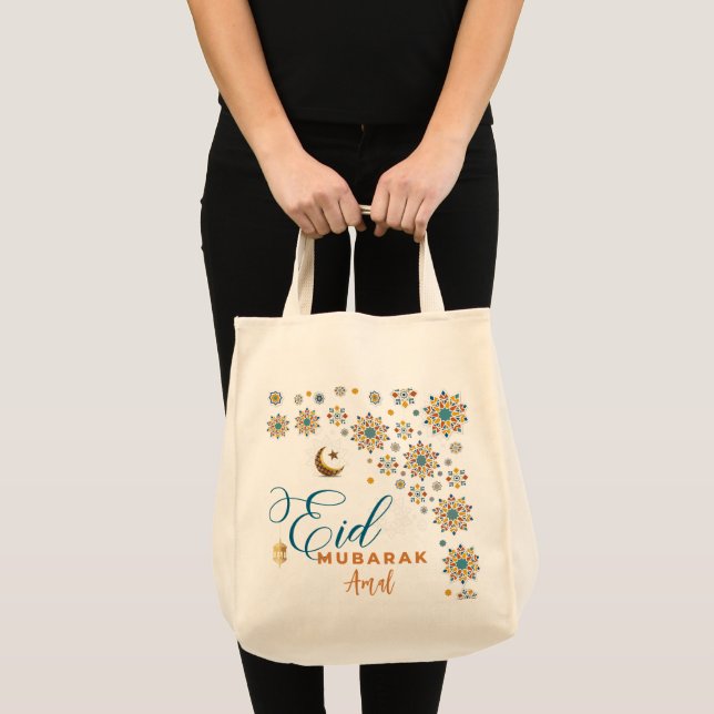 Bolsa Tote Caligrafia Eid Mubarak Celebração Muçulmana  (Frente (produto))