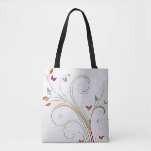 Bolsa Tote Caligrafia minimalista chic espirra borboletas