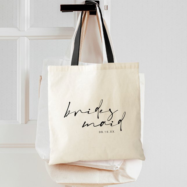 Bolsa Tote Caligrafia Moderna de Damas de Honra (Chic Modern Calligraphy Bridesmaid Tote Bag)