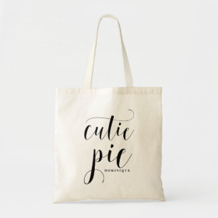 Bolsa Tote Caligrafia moderna do preto da torta de Cutie